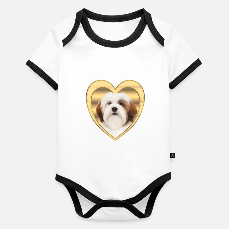Lhasa Apso - Dog Lovers - Dogs Heart Organic Baby Contrasting Bodysuit