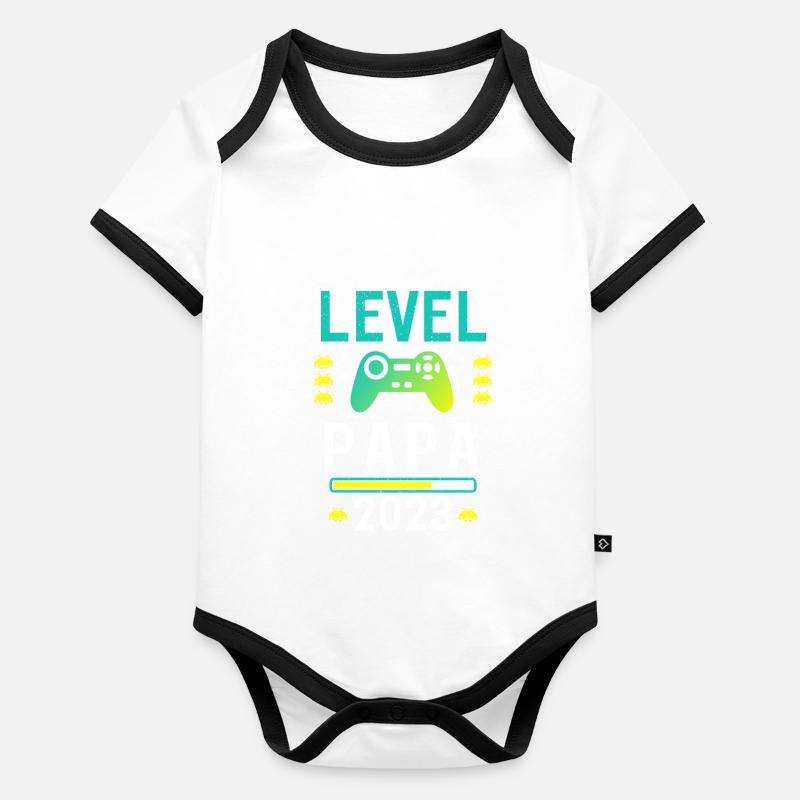 Papa Level Loading 2023 Baby Bio-Kurzarm-Kontrastbody