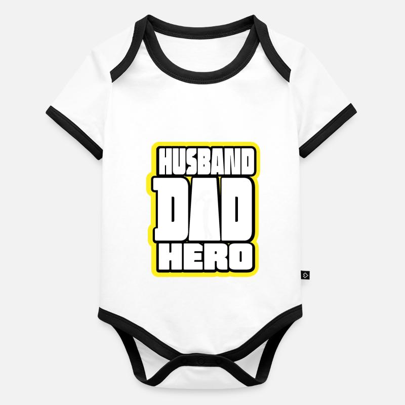 Husband Daddy Hero Retro Organic Baby Contrasting Bodysuit