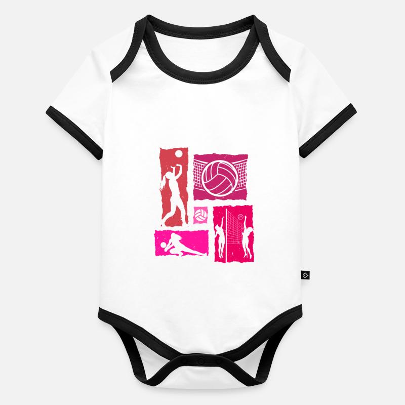 Volleyball Rétro Body Bébé bio contrasté manches courtes