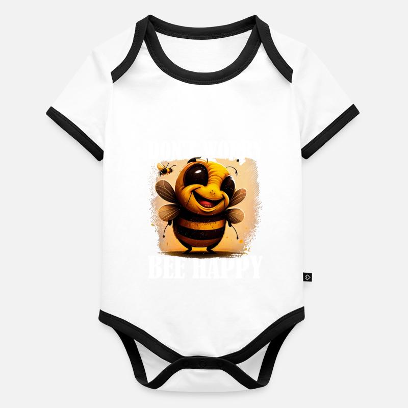 Ne vous inquiétez pas Bee Happy 44 Body Bébé bio contrasté manches courtes