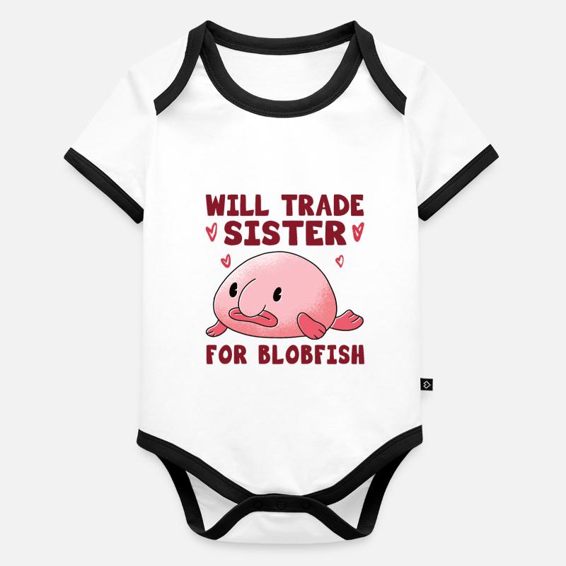 Costume de Blobfish - Visage de poisson Blob laid - Body Bébé bio contrasté manches courtes