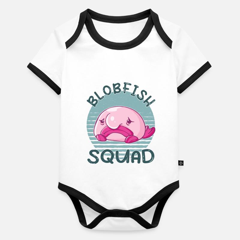 Costume de Blobfish - Visage de poisson Blob laid - Body Bébé bio contrasté manches courtes