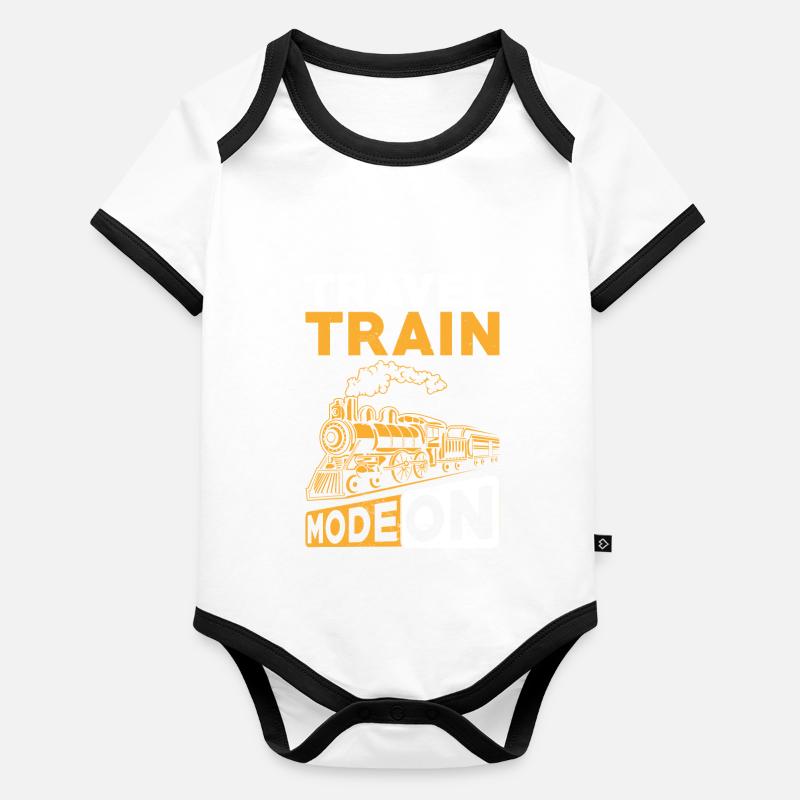 Train journey Organic Baby Contrasting Bodysuit