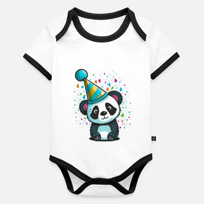 Panda du parti Body Bébé bio contrasté manches courtes
