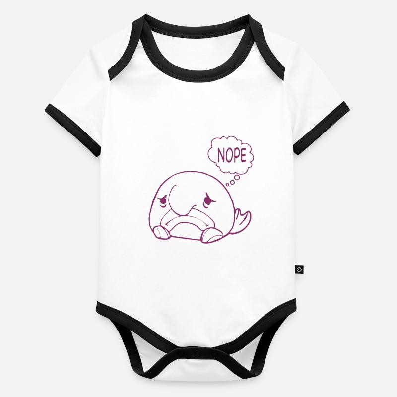 Costume de Blobfish - Visage de poisson Blob laid - Body Bébé bio contrasté manches courtes