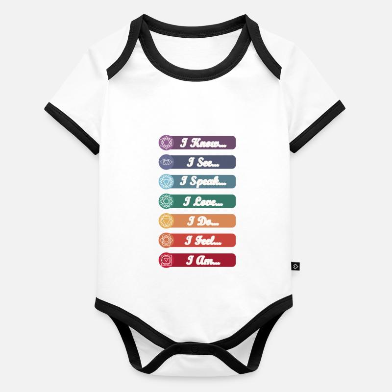 Symboles de chakra de yoga Body Bébé bio contrasté manches courtes