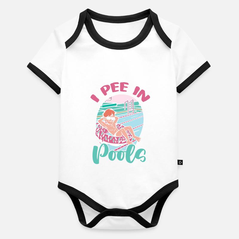 Je fais dans les piscines publiques drôle Body Bébé bio contrasté manches courtes