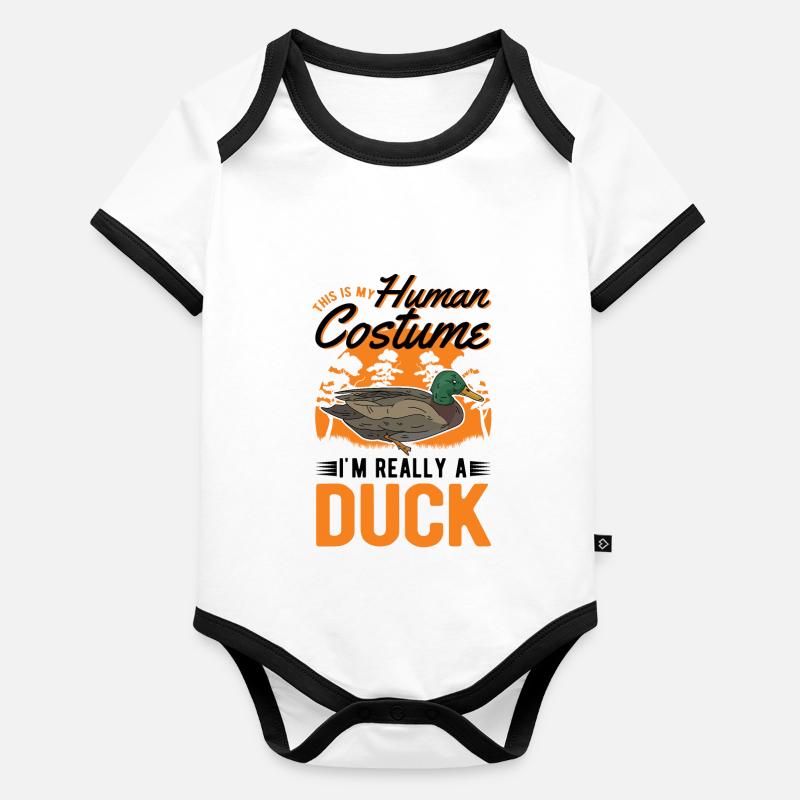 Costume de canard Éleveur de canards Halloween Body Bébé bio contrasté manches courtes