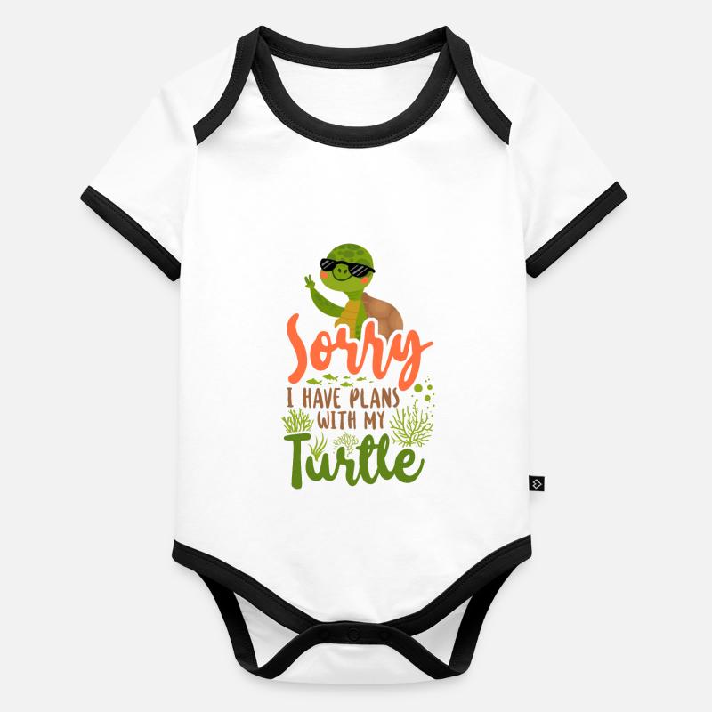 Sea Turtle Tortoise Sunglasses Organic Baby Contrasting Bodysuit