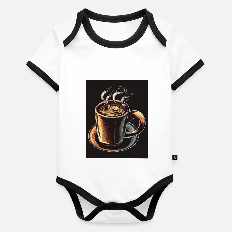 TASSES À CAFÉ Body Bébé bio contrasté manches courtes