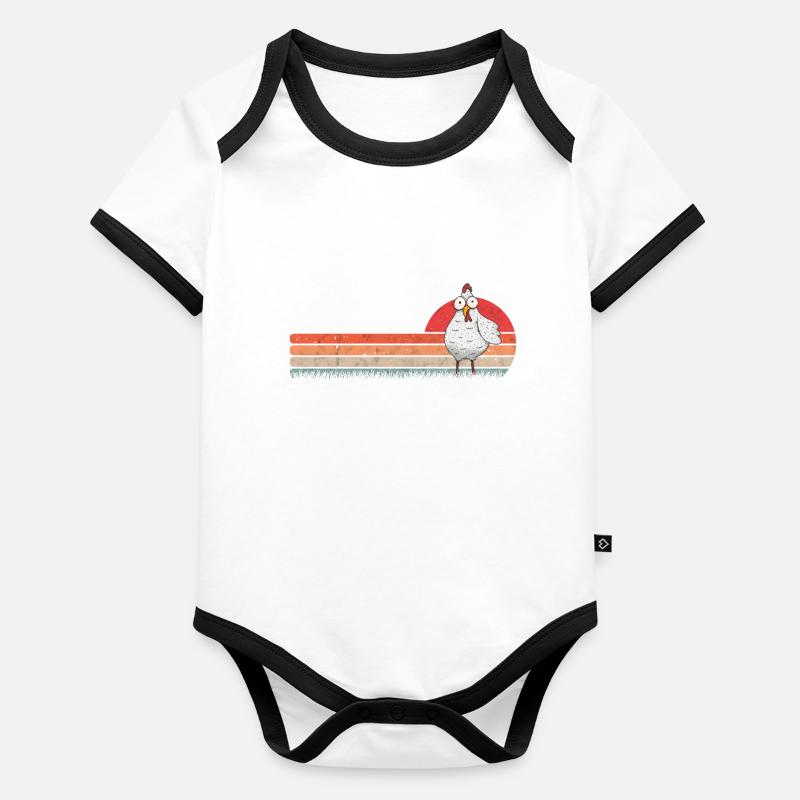 Hühner Retro Huhn Vintage Baby Bio-Kurzarm-Kontrastbody