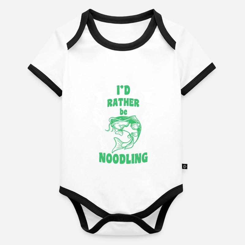 Catfish Angler I ́d rather be Noodling Flathead Fish Organic Baby Contrasting Bodysuit
