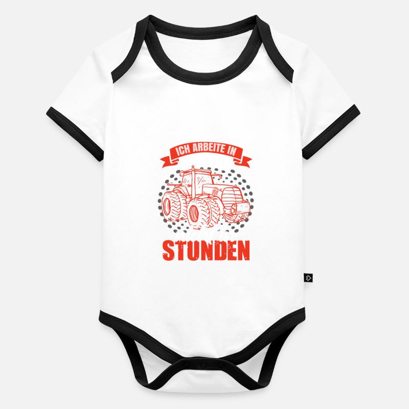 Bauern Traktor Sprüche Landwirtschaft Baby Bio-Kurzarm-Kontrastbody