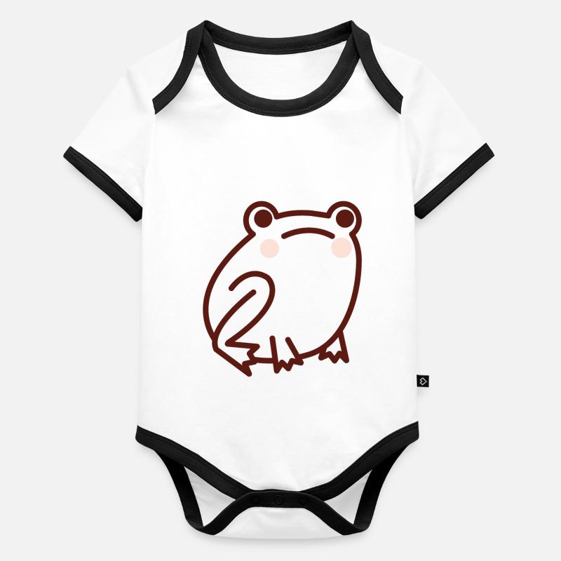 Cute Frog Simple Line Drawing Organic Baby Contrasting Bodysuit