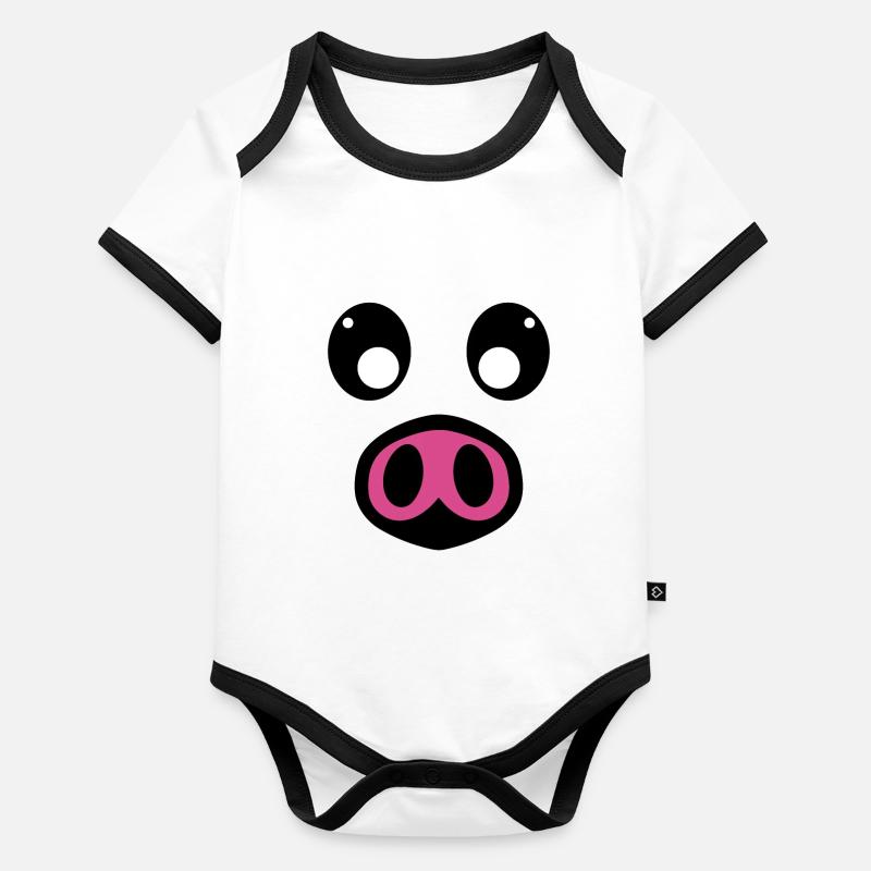 Déguisement de cochon Body Bébé bio contrasté manches courtes