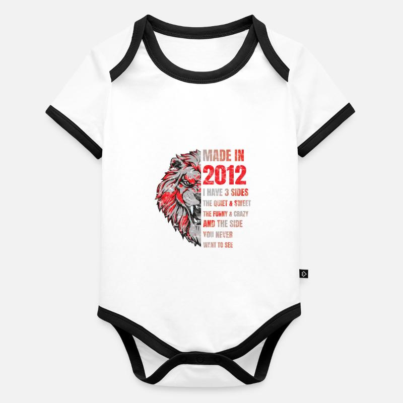 2012 Birthday Lion made in Organic Baby Contrasting Bodysuit