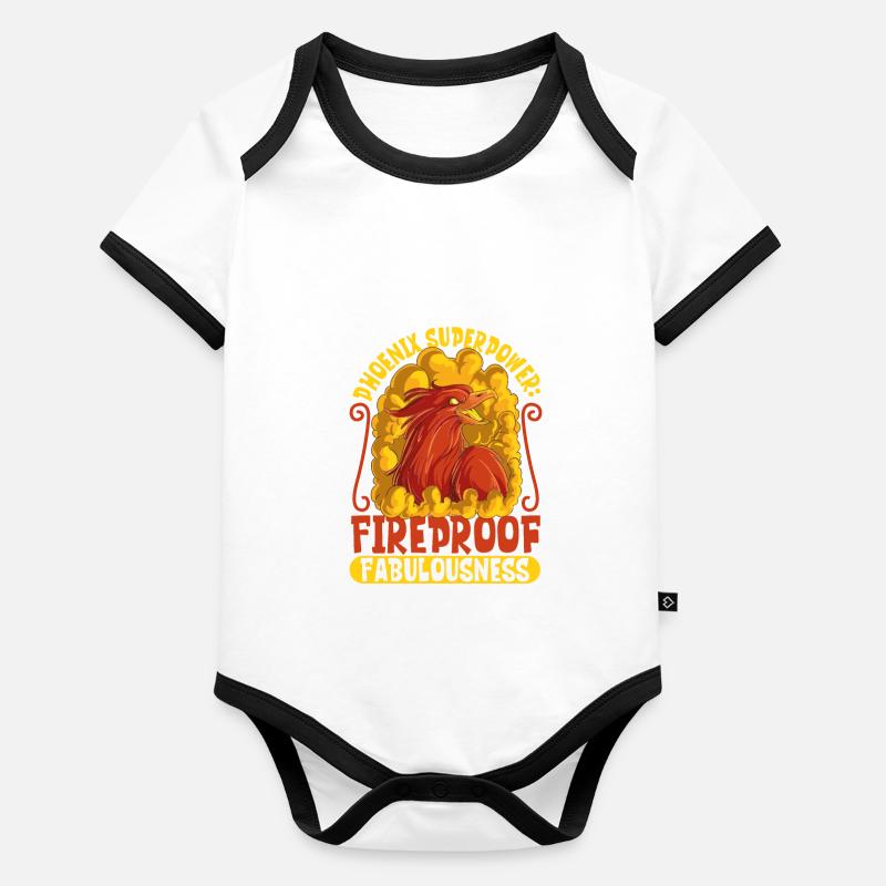 Phoenix Bird Mythical Creatures Organic Baby Contrasting Bodysuit