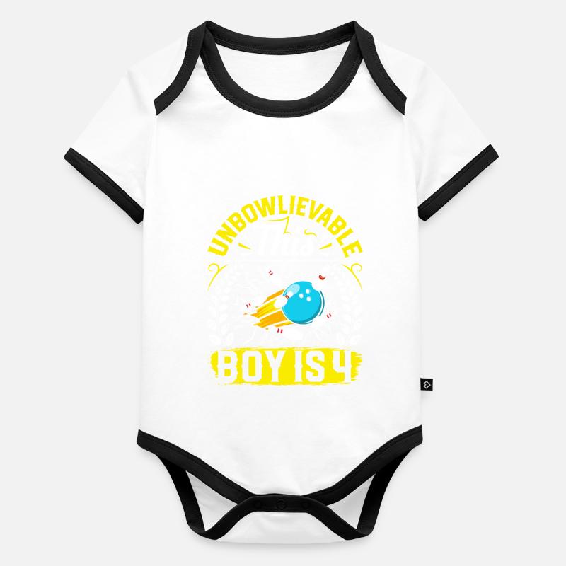 B-Day Unbowlievable This Boy est 4 Bowling Body Bébé bio contrasté manches courtes