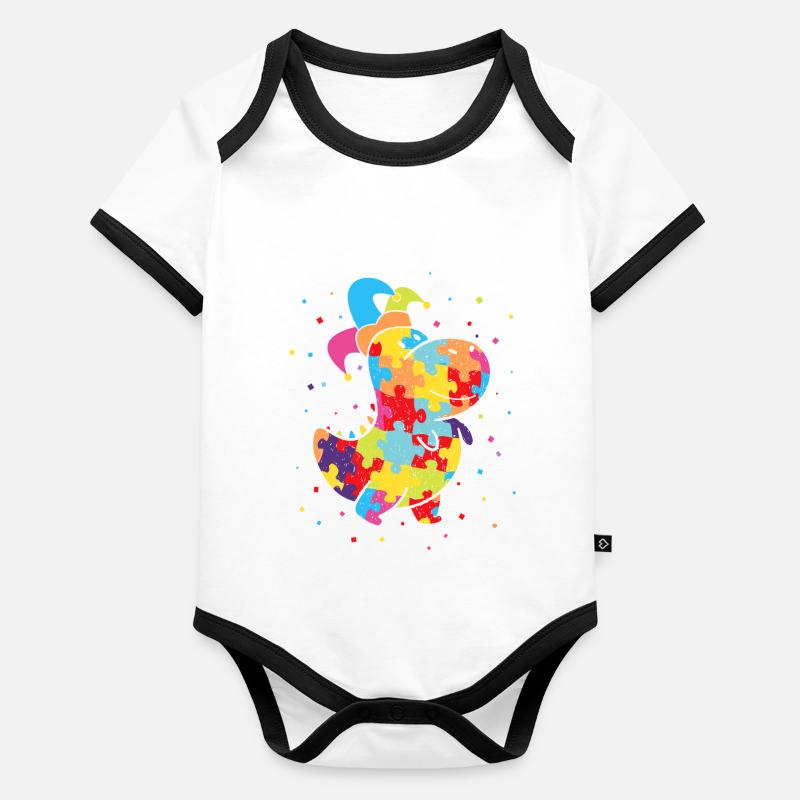 Carnaval Carnaval Confettis Fool’s Cap Dinosaur Body Bébé bio contrasté manches courtes