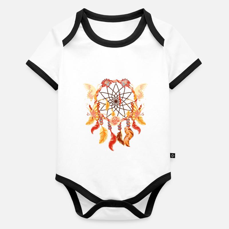 Boho Fleurs Papillon Cadeau Capteur de rêves Body Bébé bio contrasté manches courtes