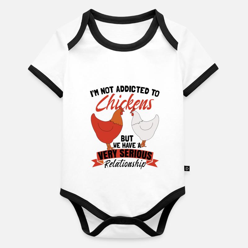 Poulet Citation Élevage Poule Éleveur de poulet Body Bébé bio contrasté manches courtes