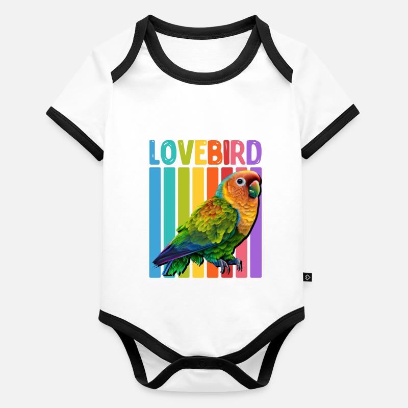 Inséparables Perroquets Amis Oiseaux Amis Oiseaux Body Bébé bio contrasté manches courtes