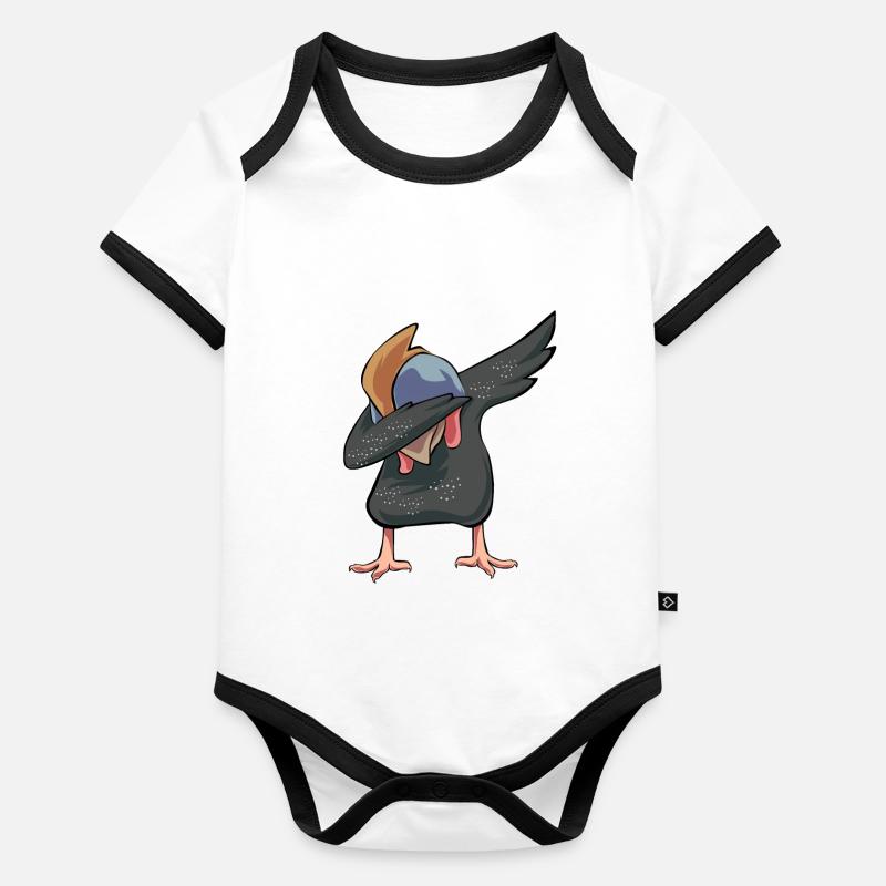 Perlhühner Perlhuhn Pintade Body Bébé bio contrasté manches courtes