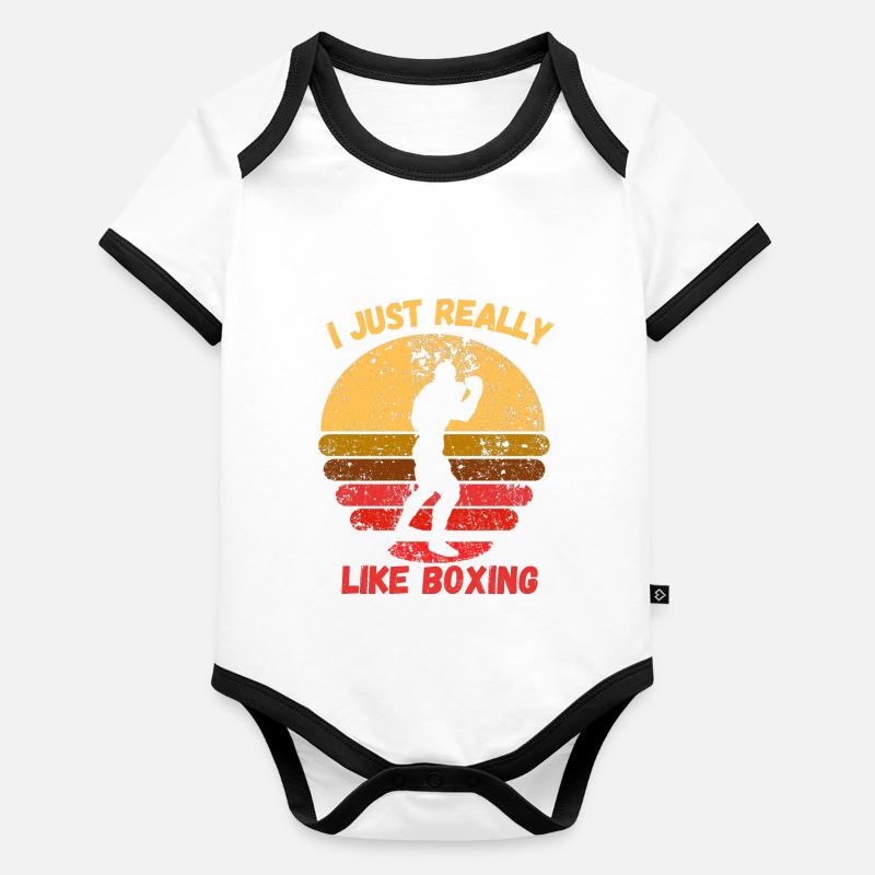 J’aime vraiment la boxe Body Bébé bio contrasté manches courtes