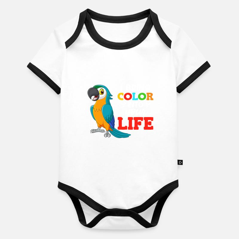 Aras j’apporte de la couleur dans ta vie Ara Perroquet Body Bébé bio contrasté manches courtes