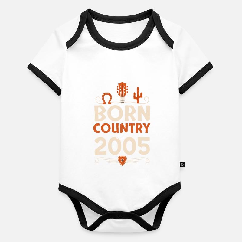 Pays de naissance Est. 2005 Body Bébé bio contrasté manches courtes