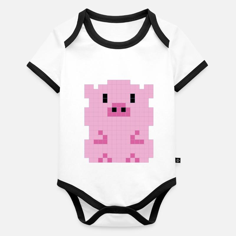 A pixelated piglet Organic Baby Contrasting Bodysuit