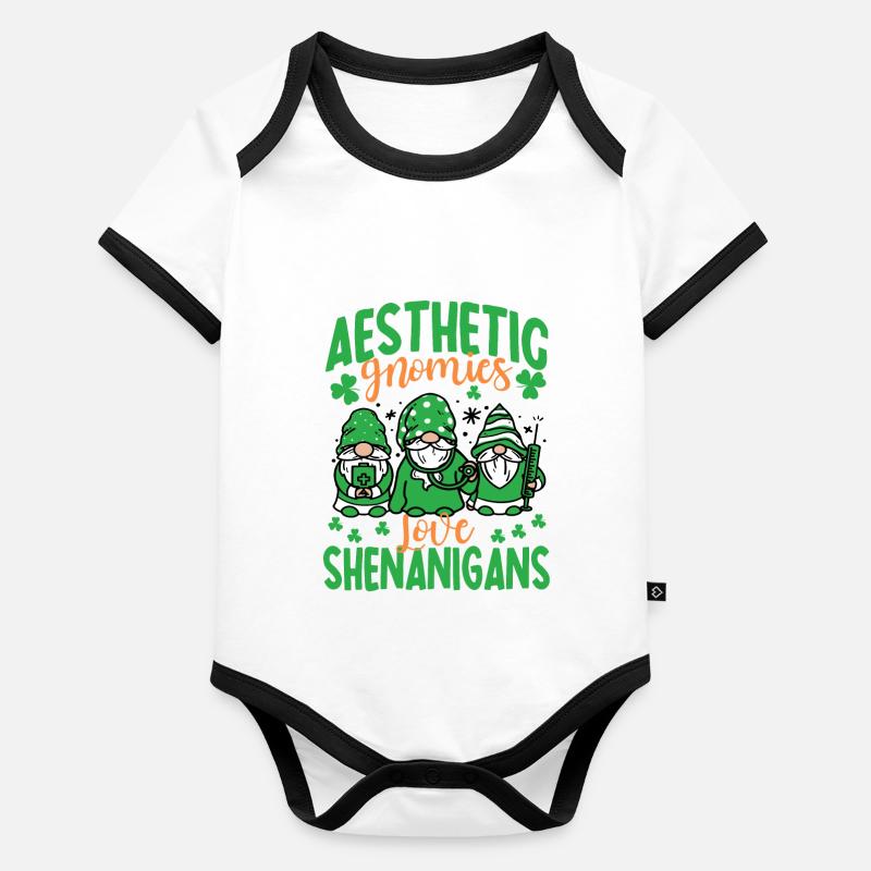 Nains esthétiques de la Saint-Patrick Body Bébé bio contrasté manches courtes