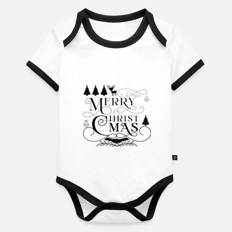 Joyeux Noël et Joyeux réveillon de Noël Body Bébé bio contrasté manches courtes