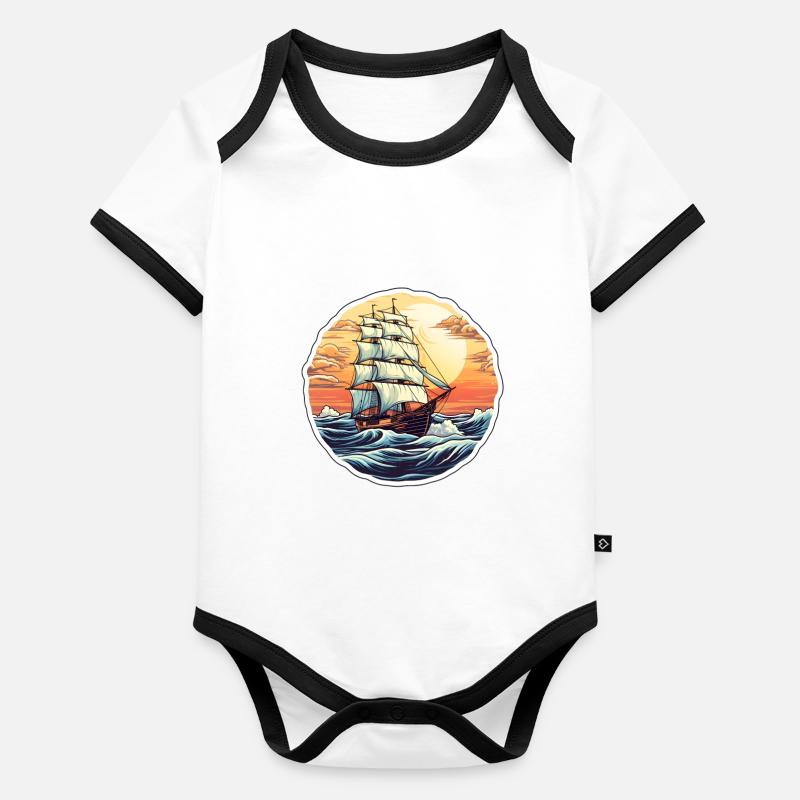 Segelschiff Seemann Baby Bio-Kurzarm-Kontrastbody