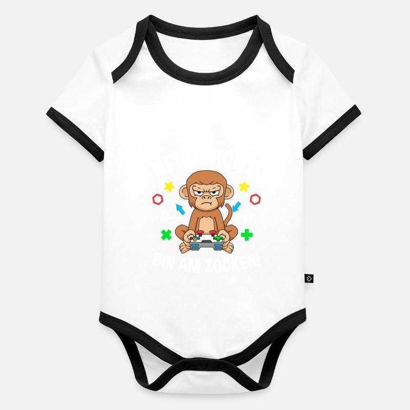 Controller Videospiel Zocker Gamer Computerspiel Baby Bio-Kurzarm-Kontrastbody