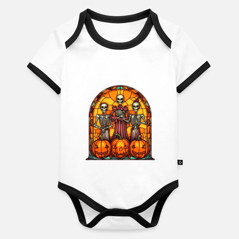 Vitrail d’Halloween Body Bébé bio contrasté manches courtes