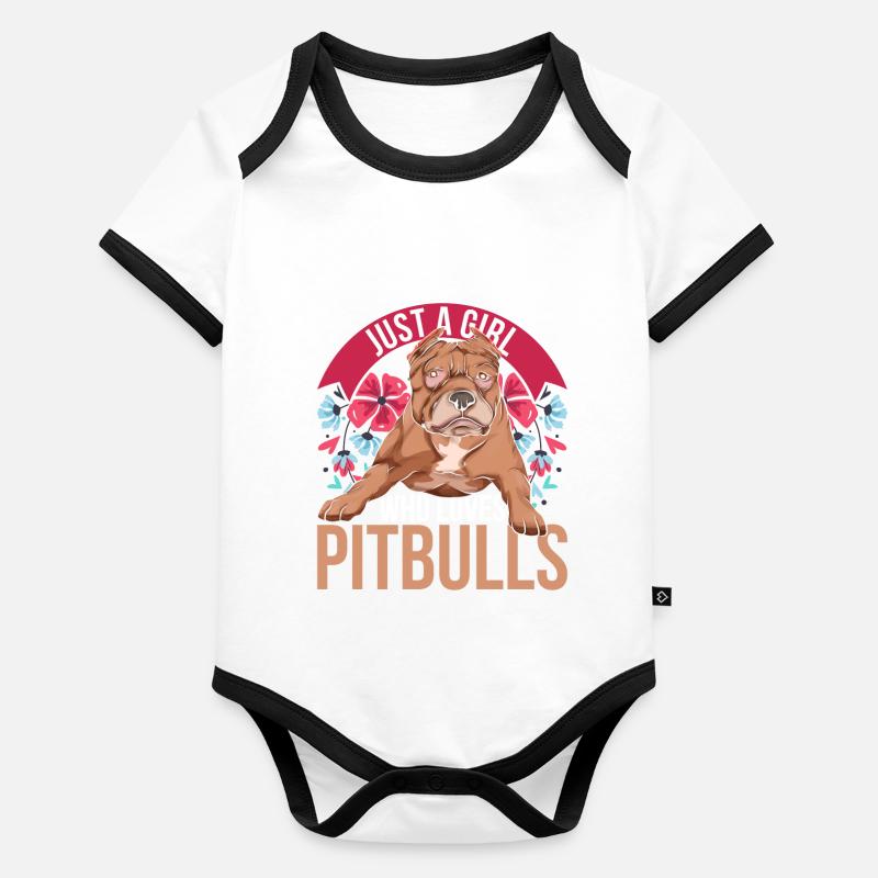 Hunde Hundeliebhaber Mädchen Geschenk Pitbull Baby Bio-Kurzarm-Kontrastbody