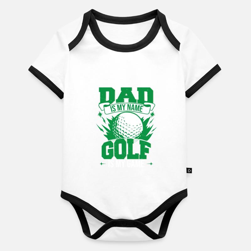 Papa est mon nom Le golf est mon jeu Body Bébé bio contrasté manches courtes