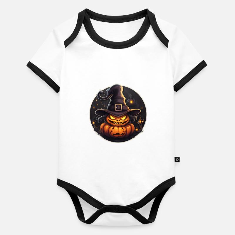 Halloween Witch Pumpkin Organic Baby Contrasting Bodysuit