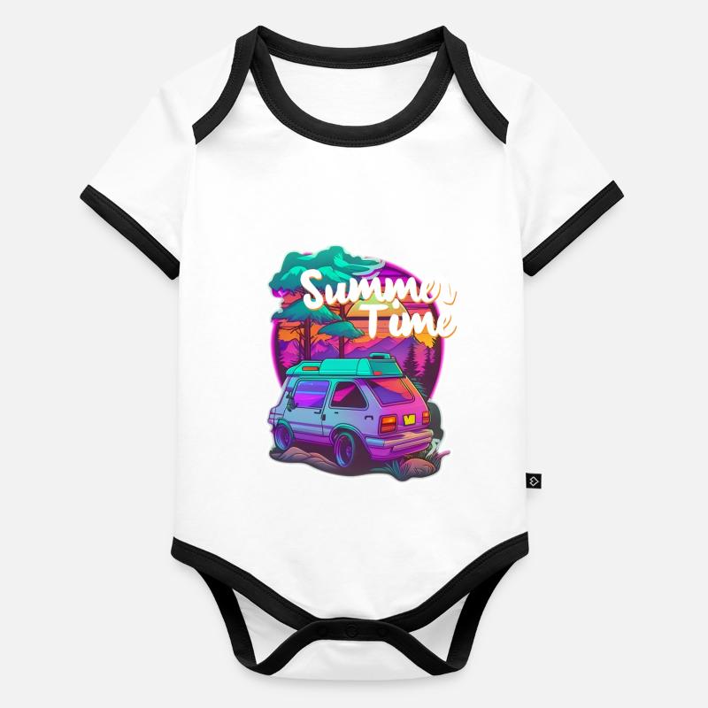 summer time - van life - vacances Body Bébé bio contrasté manches courtes