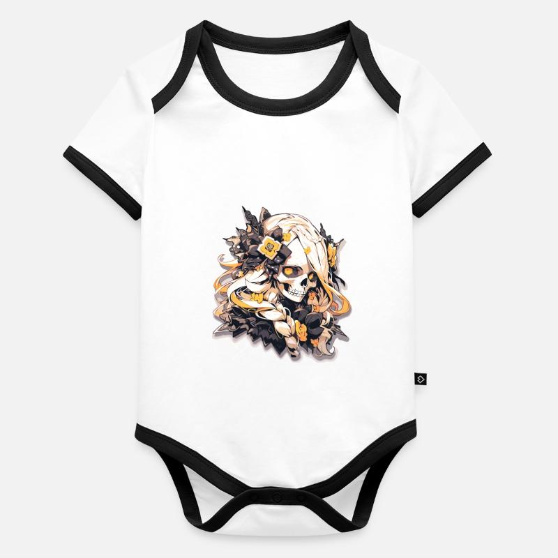 Crâne Body Bébé bio contrasté manches courtes