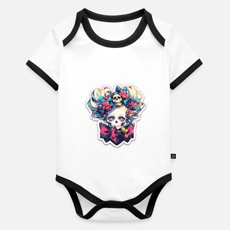 Crâne Body Bébé bio contrasté manches courtes