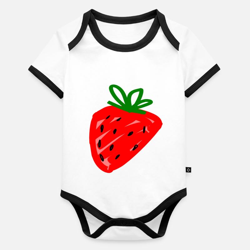 fraise Body Bébé bio contrasté manches courtes
