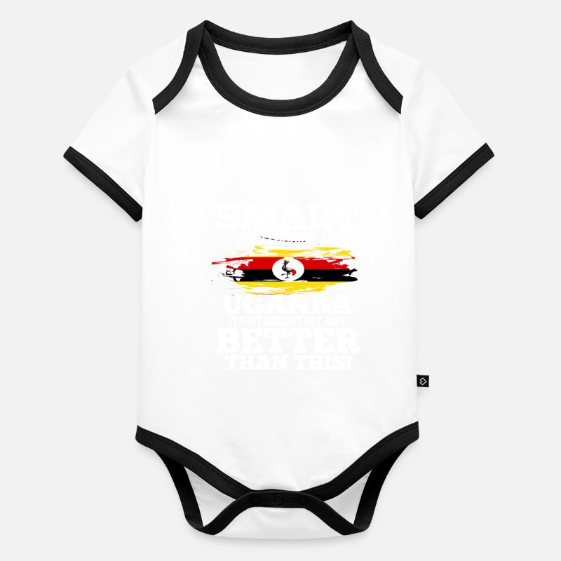 Ouganda Body Bébé bio contrasté manches courtes