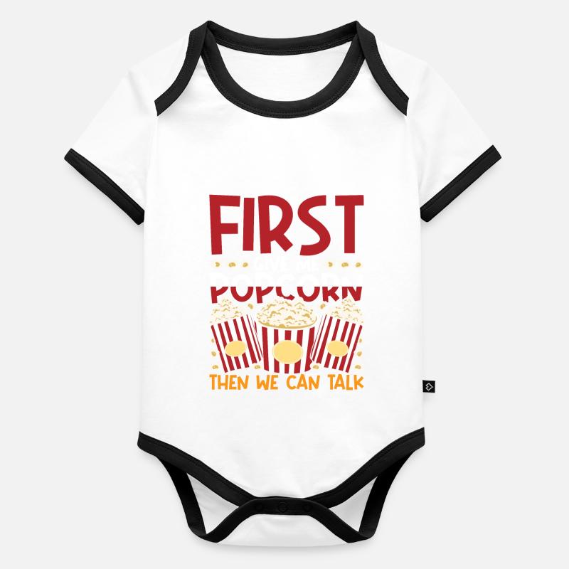 Snack Popcorn Lover Funny Gift Popcorn Body Bébé bio contrasté manches courtes