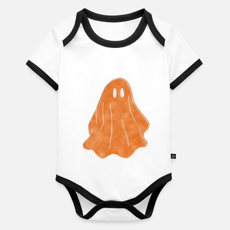 Geist, Boho Line Art Design, Serie „Halloween“ Baby Bio-Kurzarm-Kontrastbody