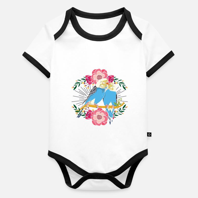 Flower Bird Cadeau Mignon Perruche Body Bébé bio contrasté manches courtes