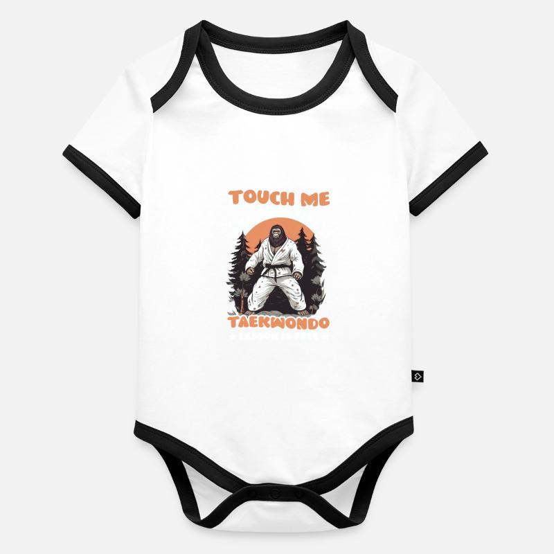 Taekwondo Fighter Touch Me For Lesson Body Bébé bio contrasté manches courtes