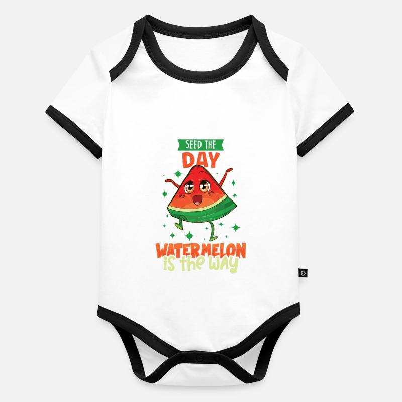 Pastèque Funny Fruit Drôle de dicton Body Bébé bio contrasté manches courtes